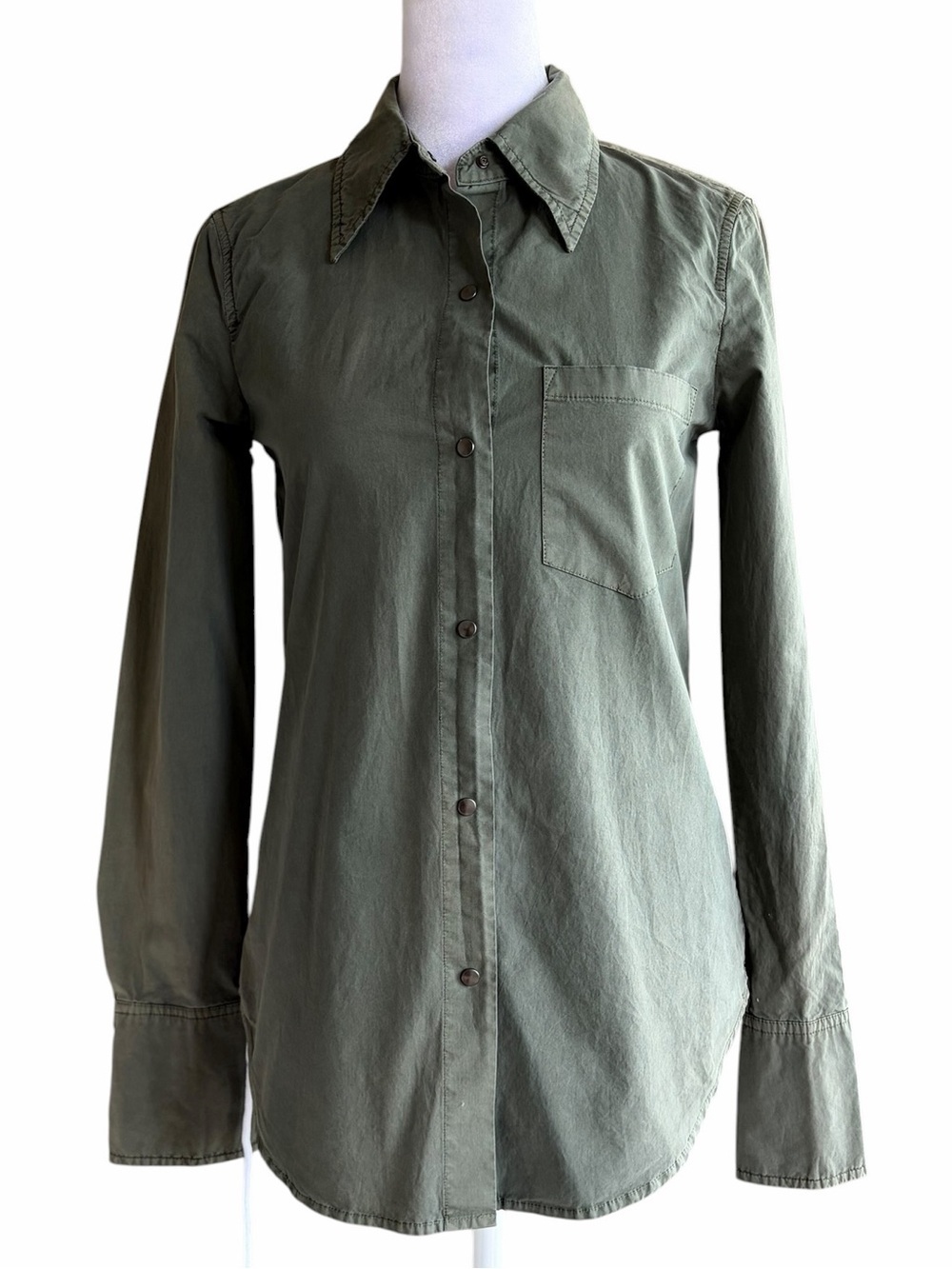 Theory Olive Utility Button-Down Shirt